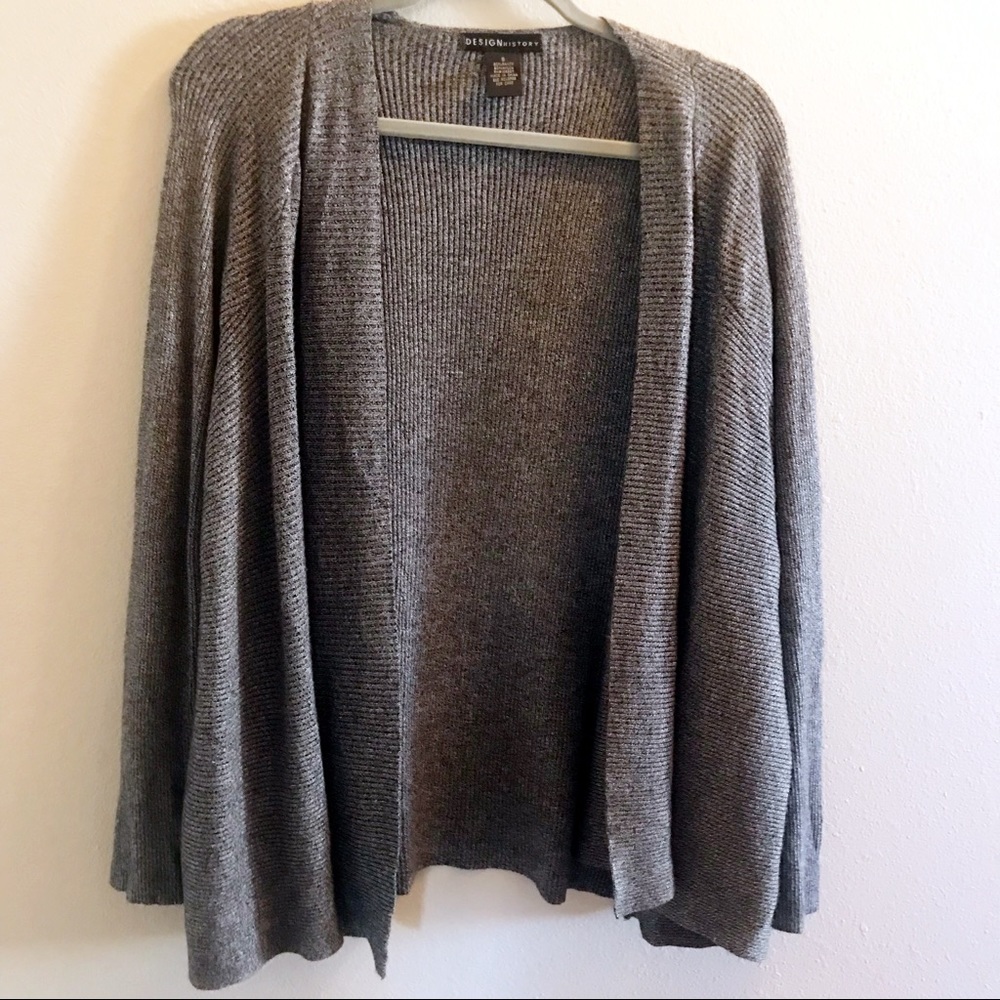 Design History asymmetric open grey cardigan S